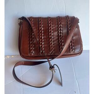 VTG Etienne Aigner Braided 100% Leather Crossbody Satchel Bag w/Adjustable Strap